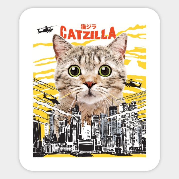 Catzilla Funny Cat T-Shirt - Gift for Cats Lovers Sticker by Essinet